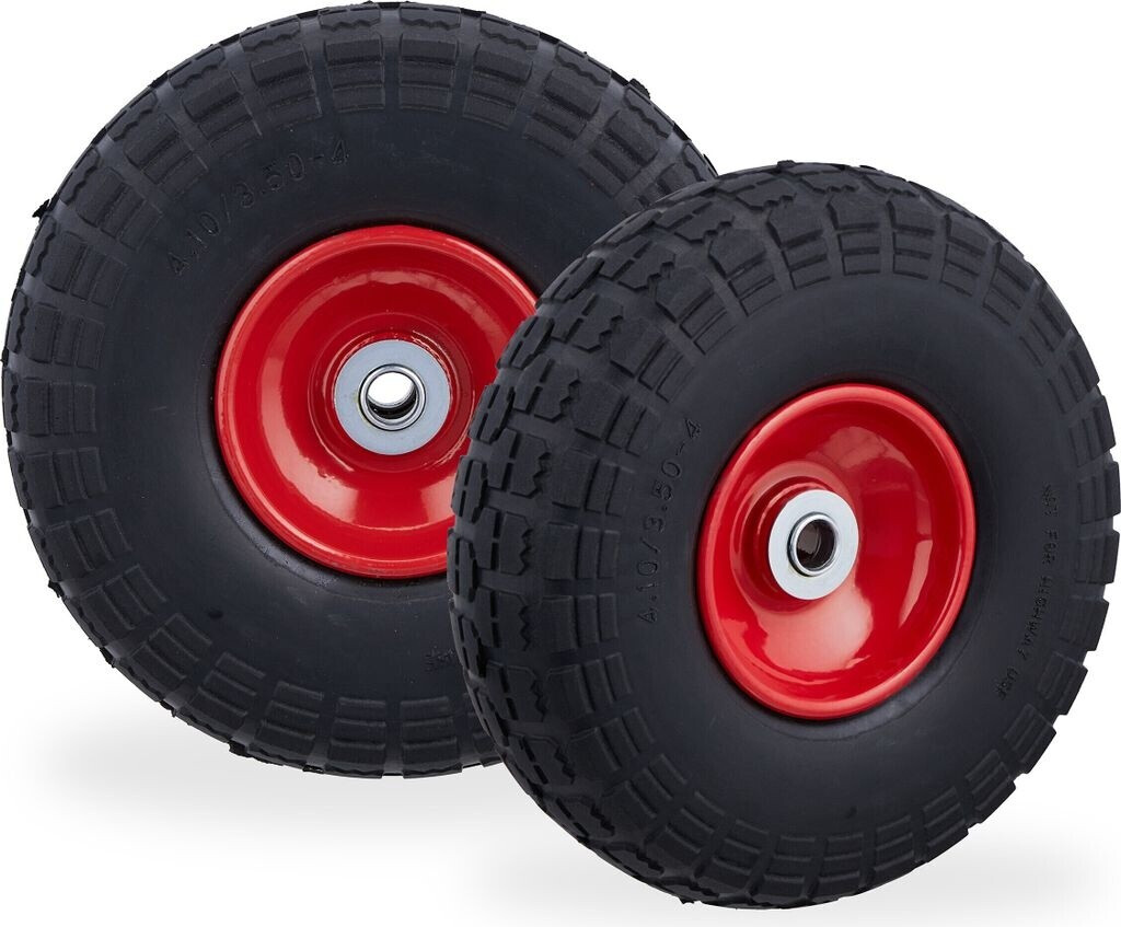 Relaxdays Sackkarrenrad PU im 4er Set Schwarz-rot Rot chwarz