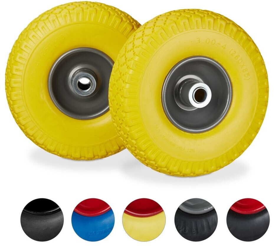 Relaxdays 8 x Sackkarrenrad Stahlfelge gelb-grau Gelb rau