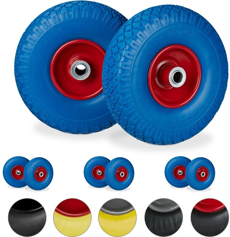 Relaxdays 8 x Sackkarrenrad Stahlfelge blau-rot Blau ot