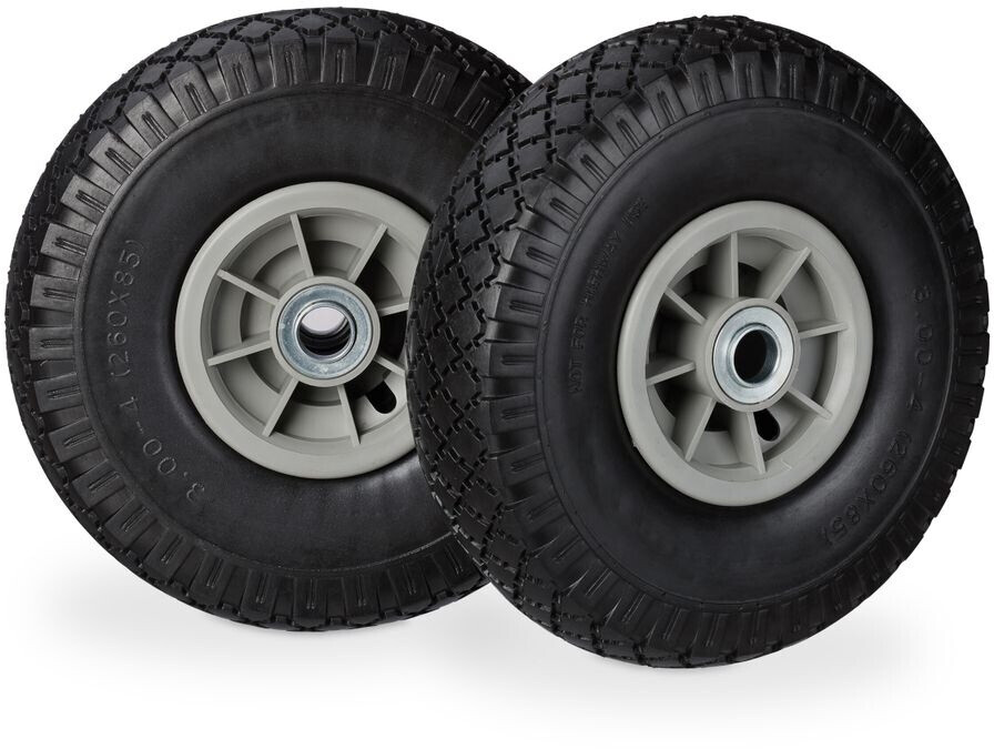 Relaxdays 8 x Sackkarrenrad PU 3.00-4 schwarz-grau Schwarz rau