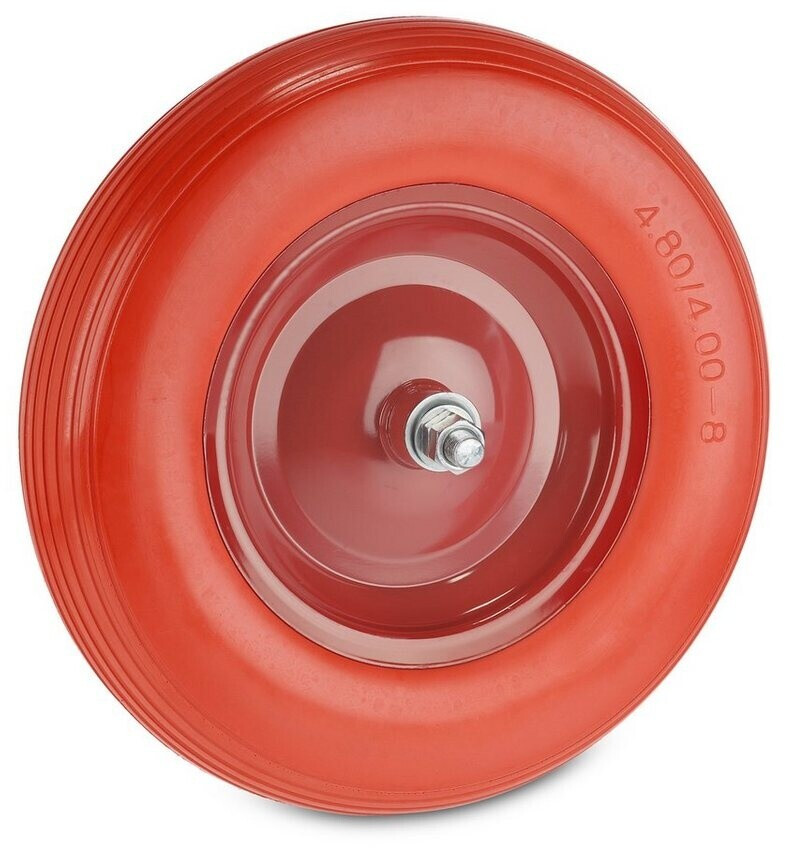 Relaxdays Schubkarrenrad 4.80 4.00-8 + Achse Rot