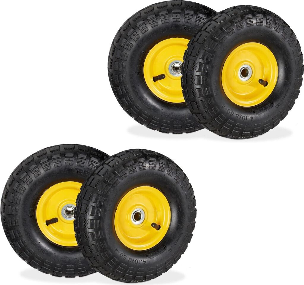 Relaxdays Sackkarrenrad 4er Set 4.10 3.50-4 Gelb chwarz