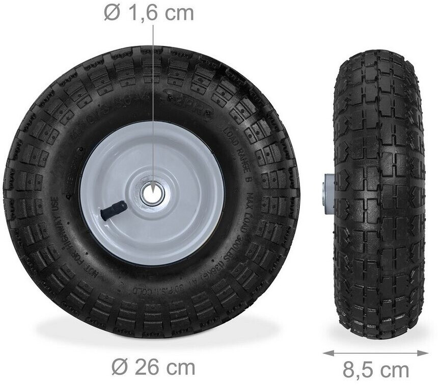 vidaXL 2x Sackkarrenrad Gummi 4,10/3,50-4 (260x83) Ersatzrad Rad Bollerwagen