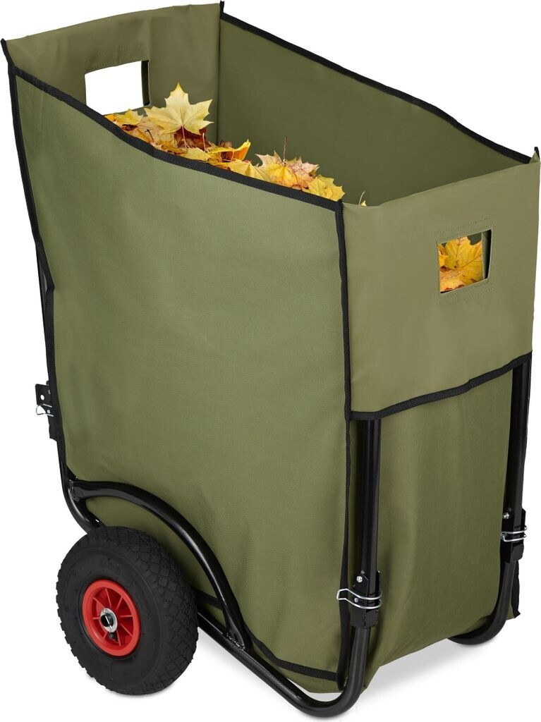 Relaxdays Laubwagen klappbar 160 L Dunkelgrün ot chwarz