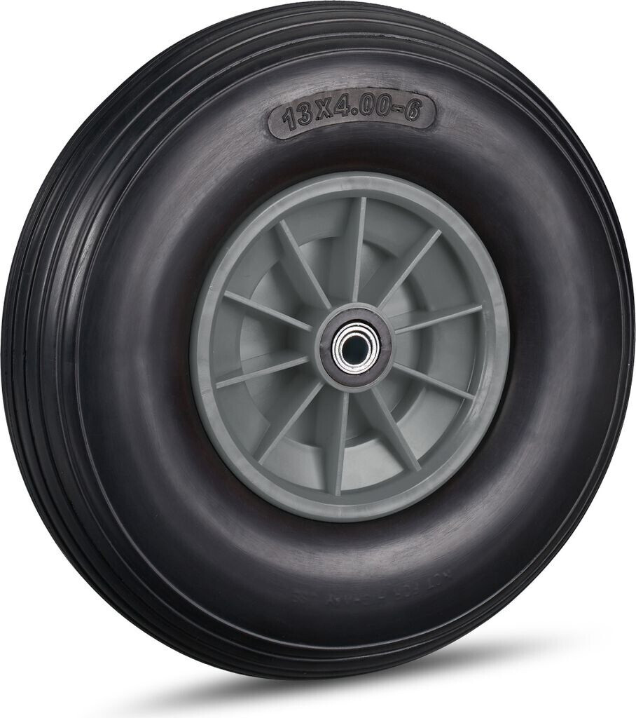 Relaxdays 2x Schubkarrenrad PU 4.00-6 schwarz-grau Schwarz rau