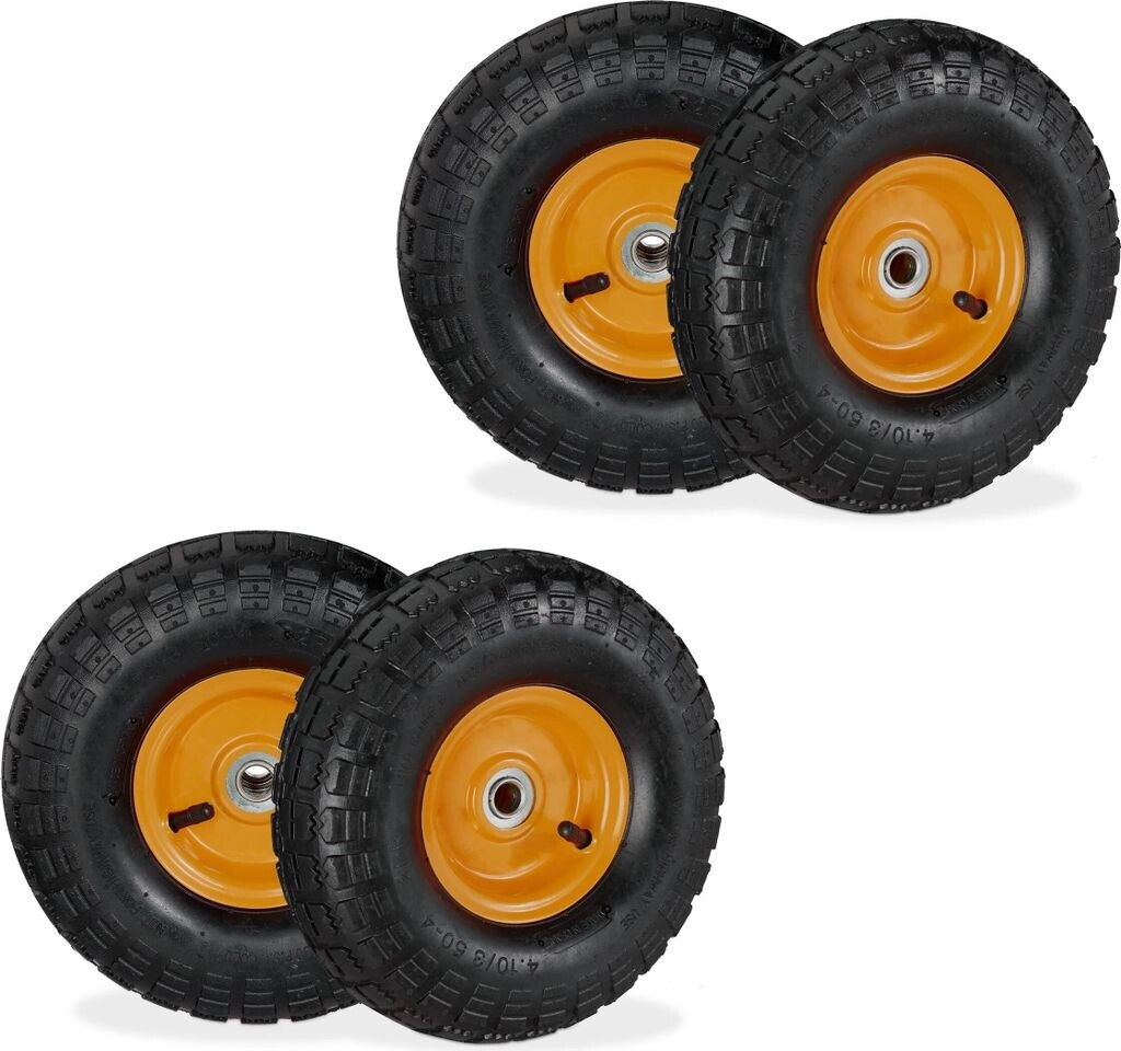 Relaxdays Sackkarrenrad 4er Set 4.10 3.50-4 Orange chwarz