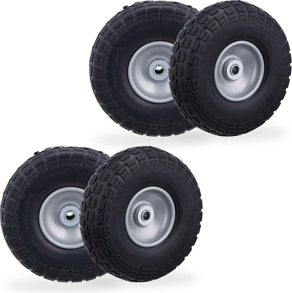 Relaxdays Sackkarrenrad PU im 4er Set Schwarz rau