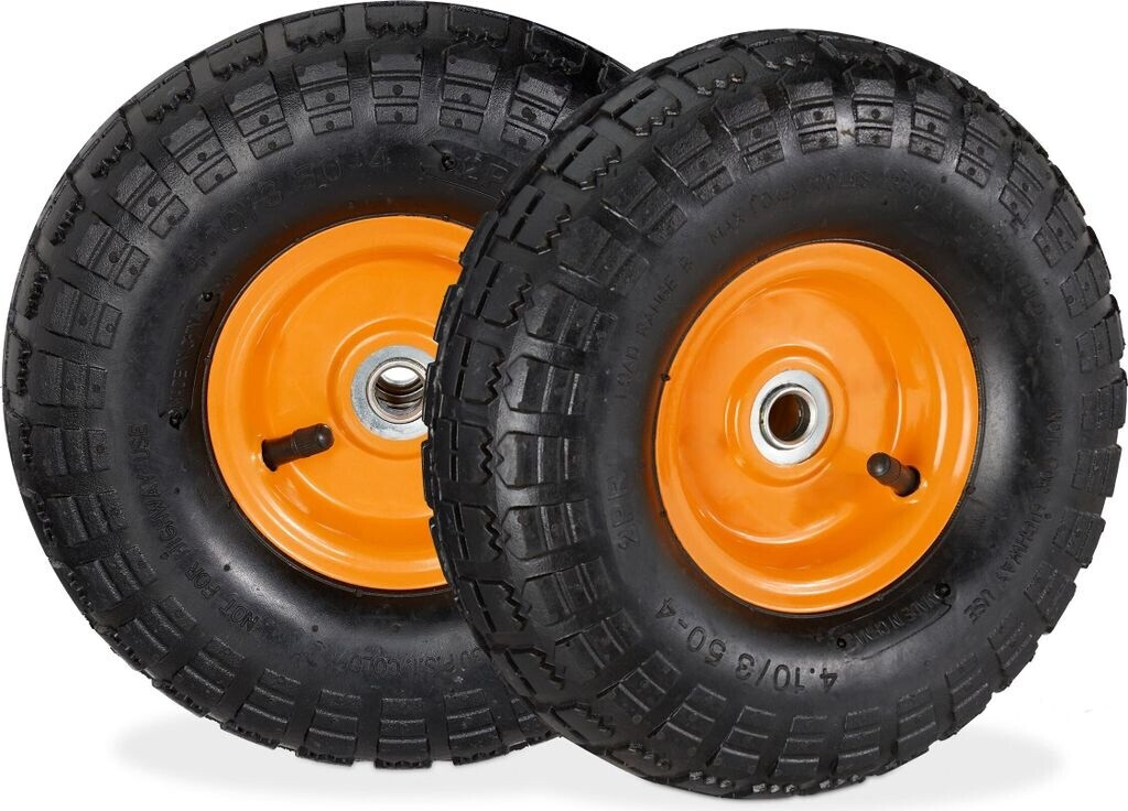 Relaxdays Sackkarrenrad 2er Set 4.10 3.50-4 Orange chwarz