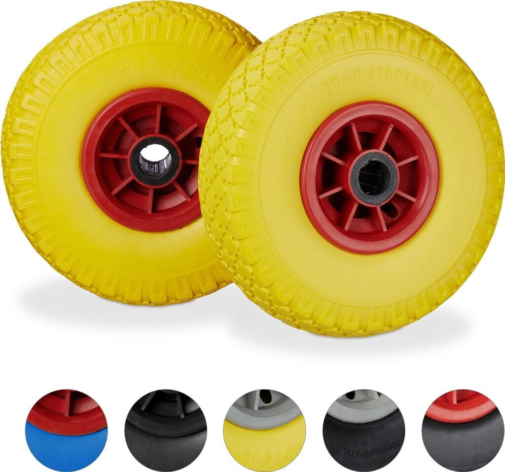 Relaxdays 8 x Sackkarrenrad gelb-rot Gelb ot