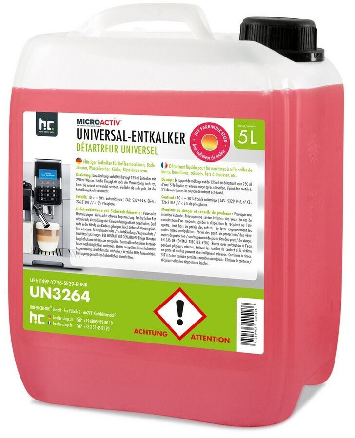 Höfer Chemie Universal Entkalker 2x5 L Mit Farbindikator – Für Kaffeevollautomaten