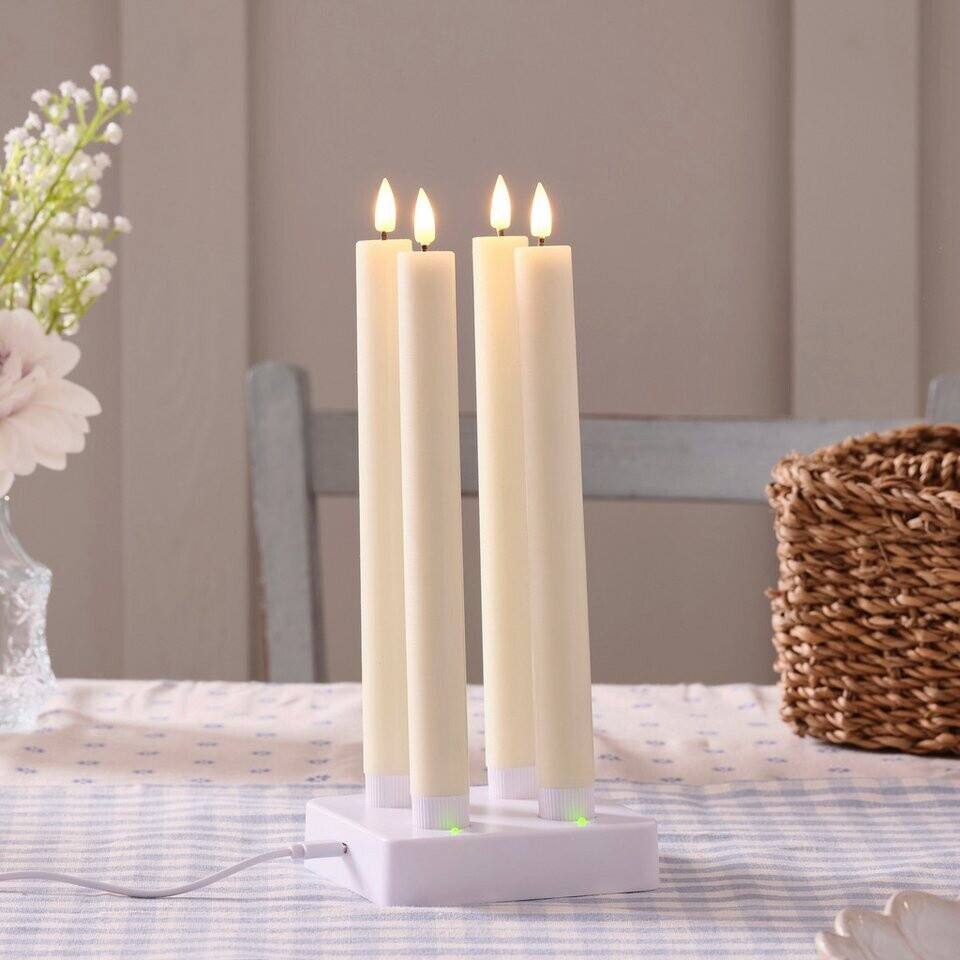 Lights4fun 4er Set TruGlow LED Kerzen Wiederaufladbar mit Timer Stabkerzen mit Fernbedienung und Timer LED Kerzen Aufladbar USB Tafelkerzen Set ab 49,99 € (Oktober 2026)