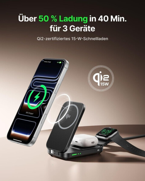 INIU SnapGo Qi2 15W 3 in 1 Magnetic Foldable Wireless Charger (W31-E1), Bild 5
