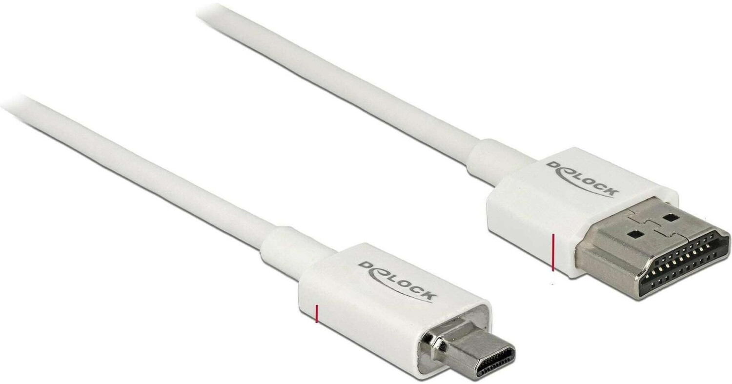 DeLock Micro HDMI to HDMI Cable with Ethernet (1 m) White