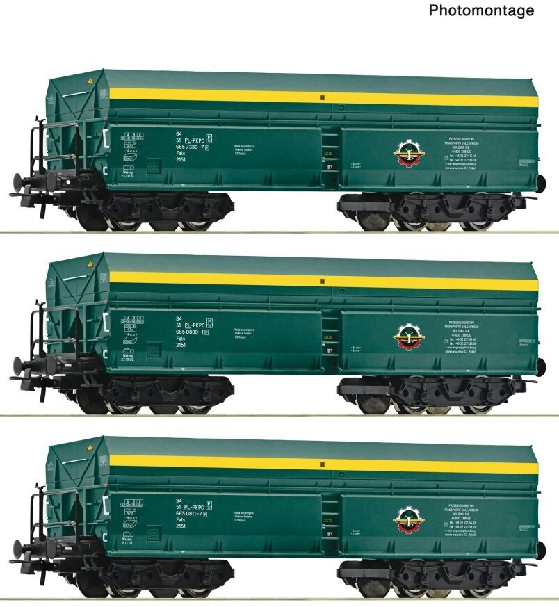 Roco 6600195 H0 3er Set Selbstentladewagen Fads, PTKiGK, Ep. V-VI ab 83 ...
