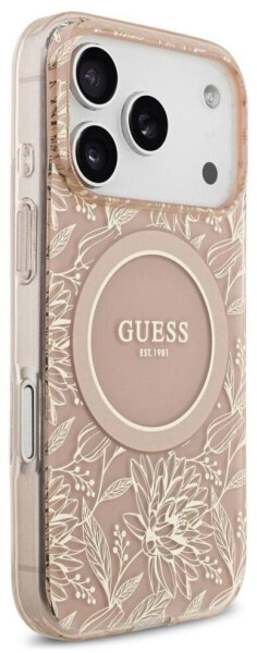Guess iPhone 17 Pro Hülle Case Cover MagSafe Flowers Allover Electro Pearl Strap, Bild 4