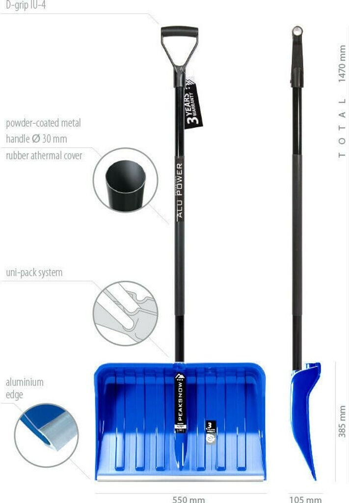 Prosperplast Prosperplast 2x Schneeschaufel mit Griff Kunststoff-Blatt Blattbreite: 55 cm Aluminium-Stiel - back view