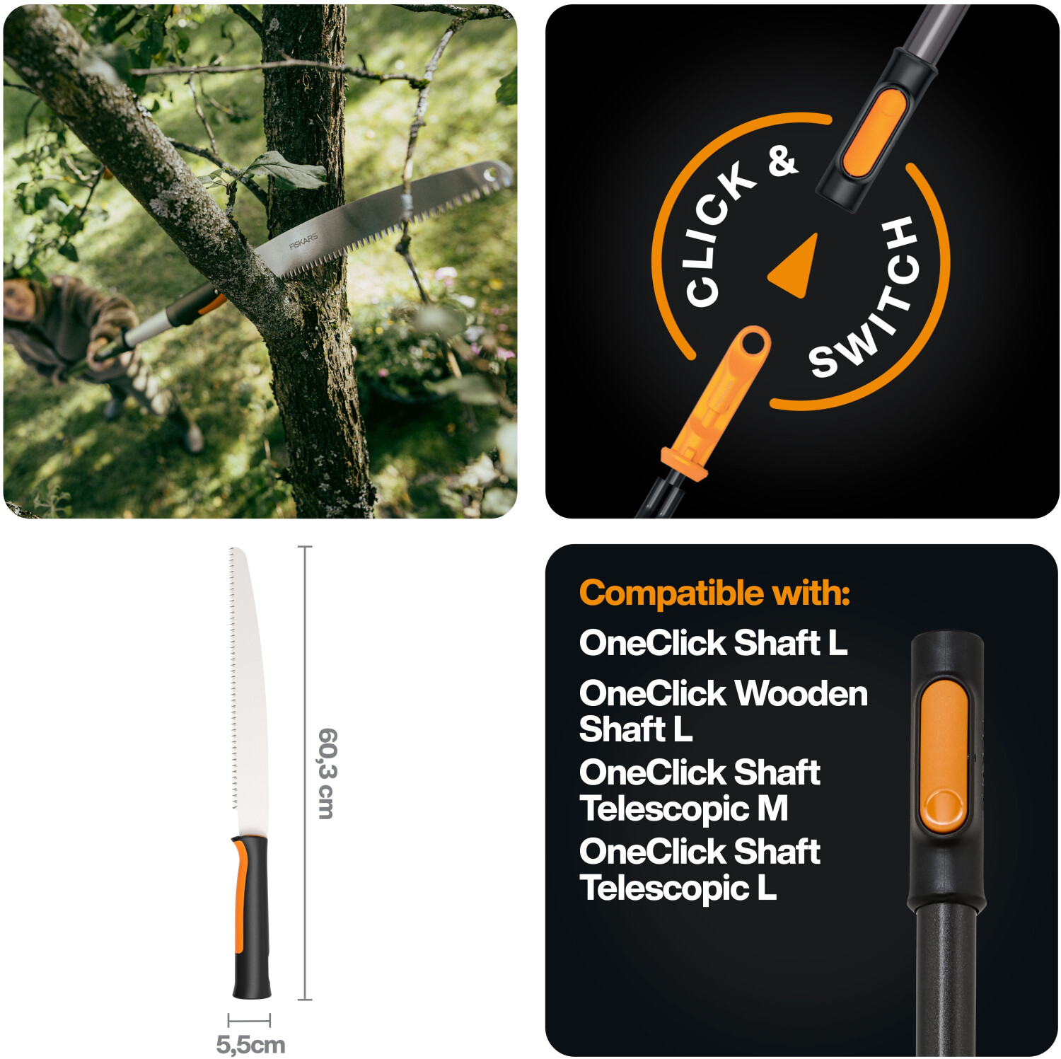 Fiskars Fiskars Adapter Pruning Saw OneClick L.603 mm Cutting Capacity 200 mm - back view
