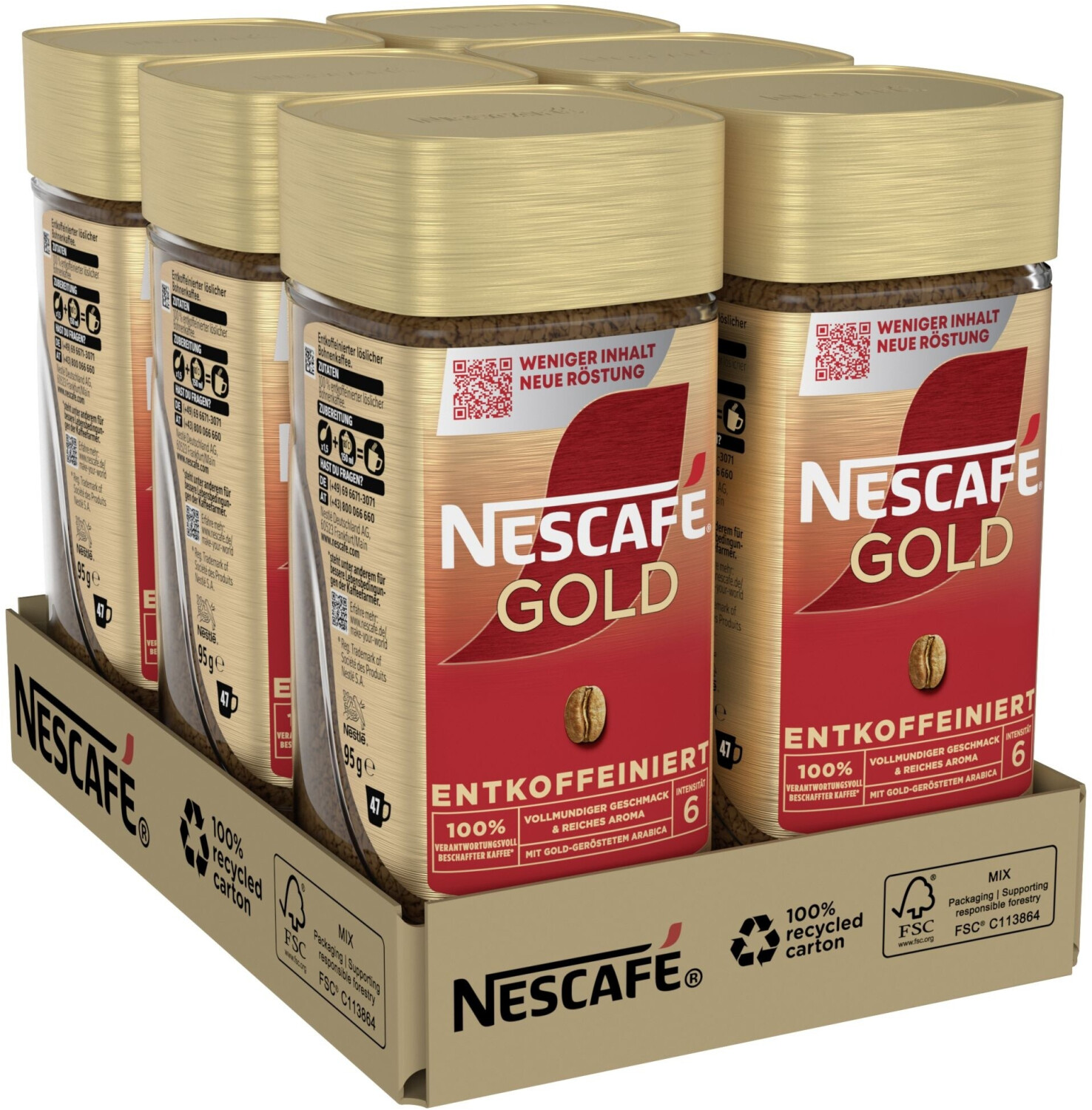 Nescafé Gold Decaffinated Glass (6x95g)