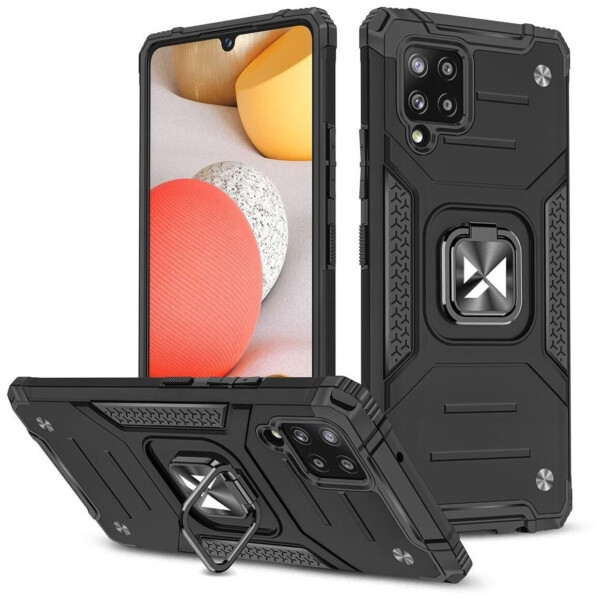 Wozinsky Ring Armor Armored Hybrid Case Cover + Magnetic Holder Samsung Galaxy A42 5G Black