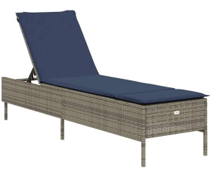 vidaXL Sun Lounger with Cushion Poly Rattan (40027) grey