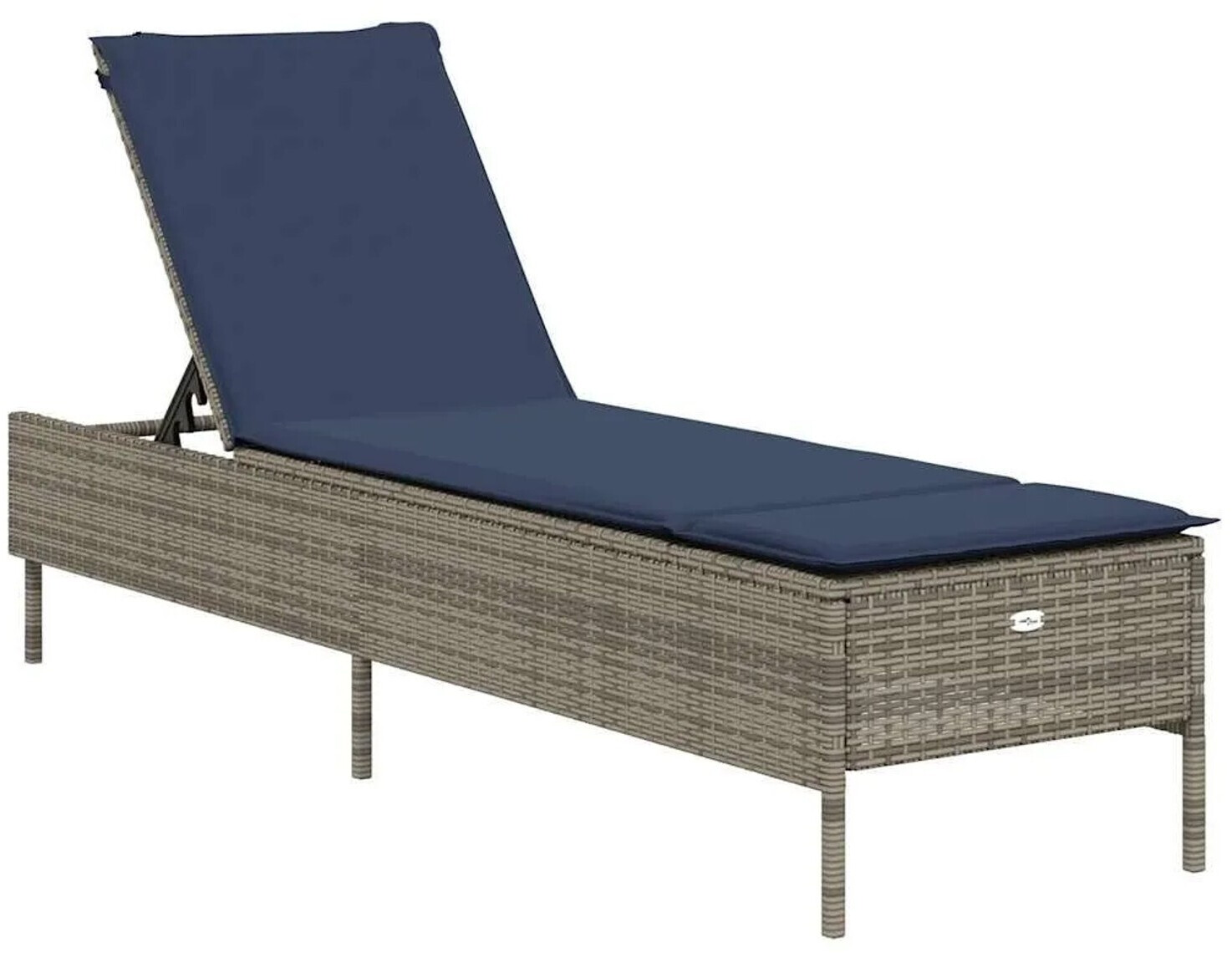 vidaXL Sonnenliege mit Kissen Poly Rattan (40027) grau