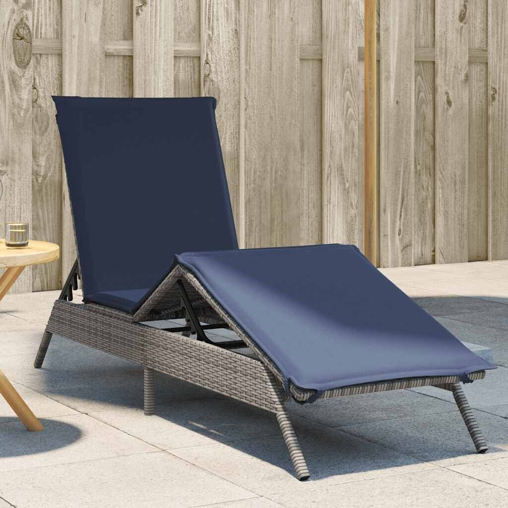 vidaXL Sonnenliege mit Kissen Grau Poly Rattan (4002708)