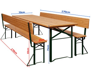 Casaria Beer tent set with backrest and table 170 x 70 x 76 cm