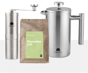 Groenenberg Kaffee Spar Set 3 French Press (3 Größen) + Bio Kaffeebohnen 250g + Kaffeemühle 350ml