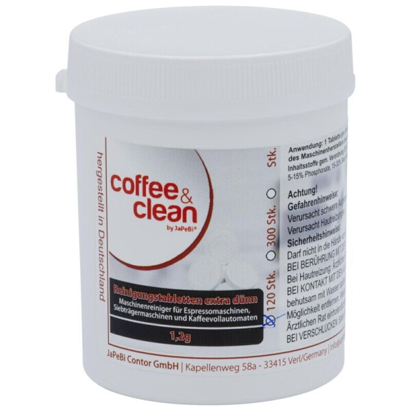 JaPeBi 120 Reinigungstabletten Coffee&Clean by á 1,2gr. für Siebtragermaschinen