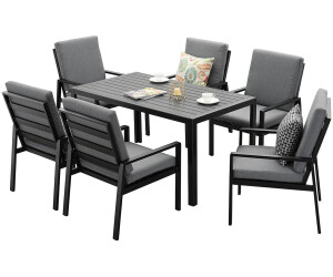 MeXo Aluminium garden dining set for 6 people black