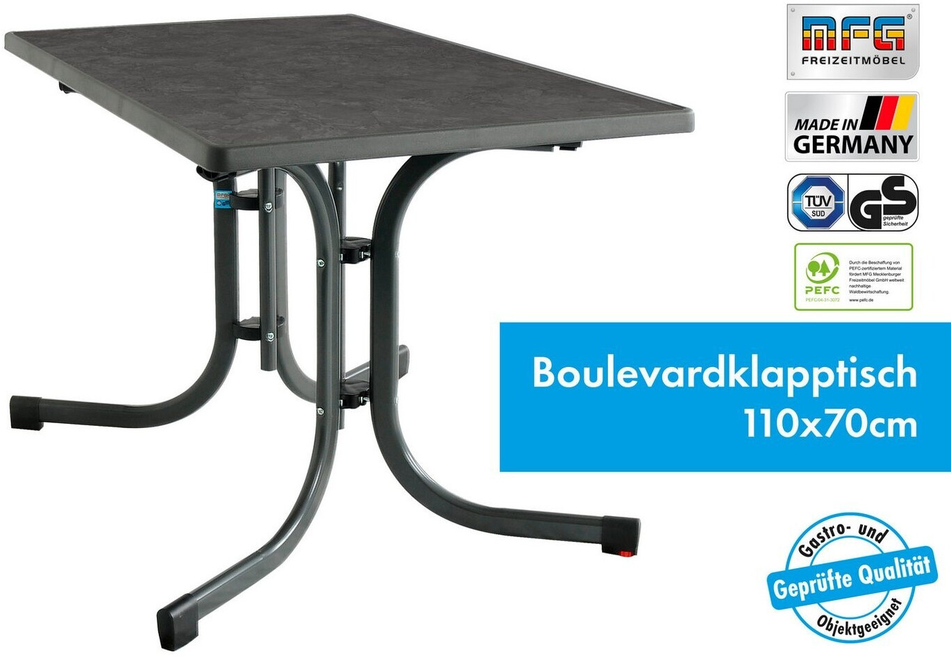 MFG Boulevard-Klapptisch 110x70cm anthrazit ab 99,95 € (Oktober 2026)