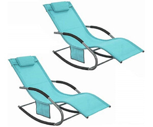 SoBuy Sun Lounger Set of 2 Deck Chairs for Gardens (OGS28) tourquoise
