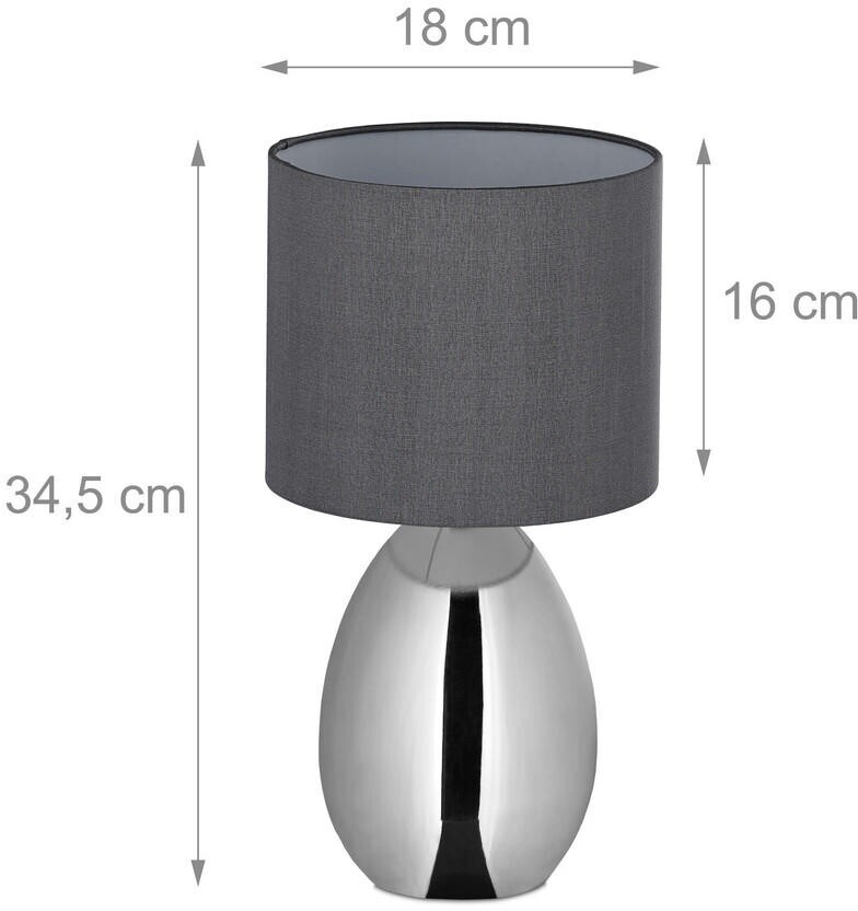 Relaxdays Nachttischlampe Touch Tischleuchte Moderne Schirmlampe E14 grau Schirmleuchte ab 37,19 € (Oktober 2026)