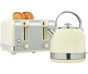HomCom Wasserkocher- und Toaster-Set 7 Bräunungsstufen 1,7 L Edelstahl creme