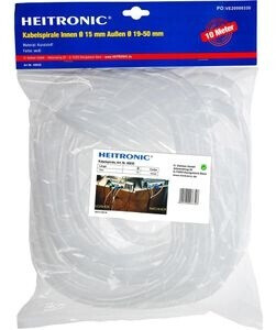 Heitronic Cable sleeve 19 mm x 10 m spiral cable wrap flexible Transparent