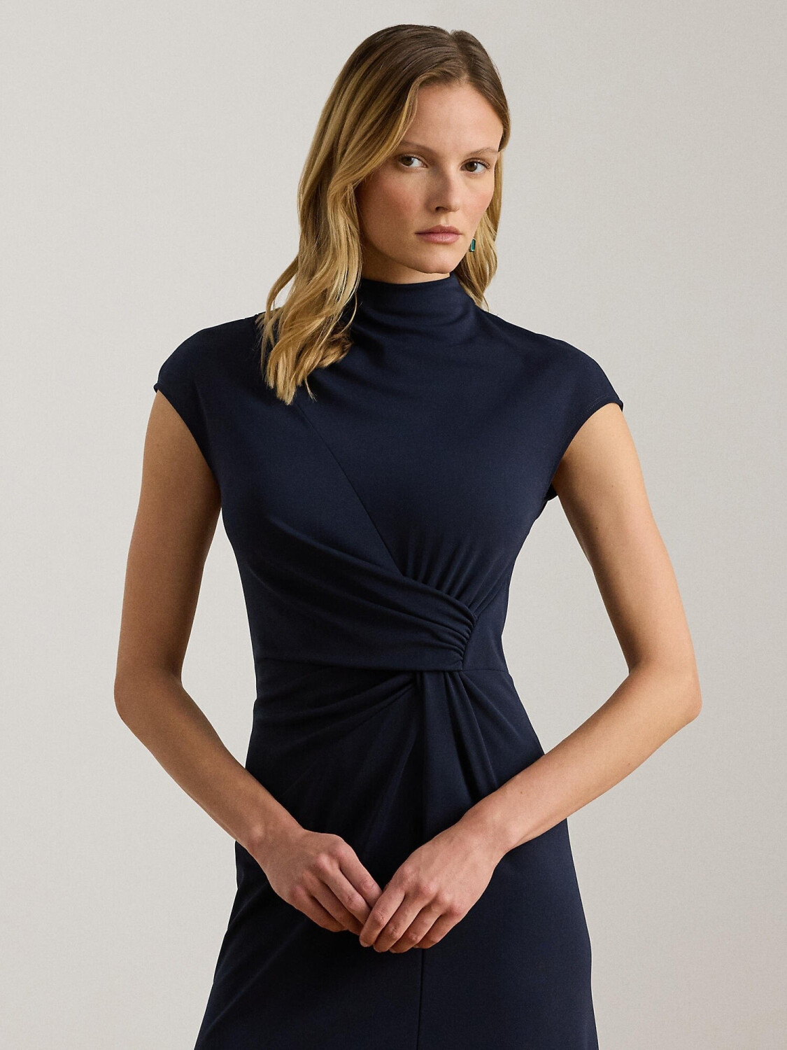 ralph lauren navy blue velvet dress Lauren Ralph Lauren BELTED VELVET CAP SLEEVE DRESS - Cocktail dress / Party  dress - luxe navy/dark blue