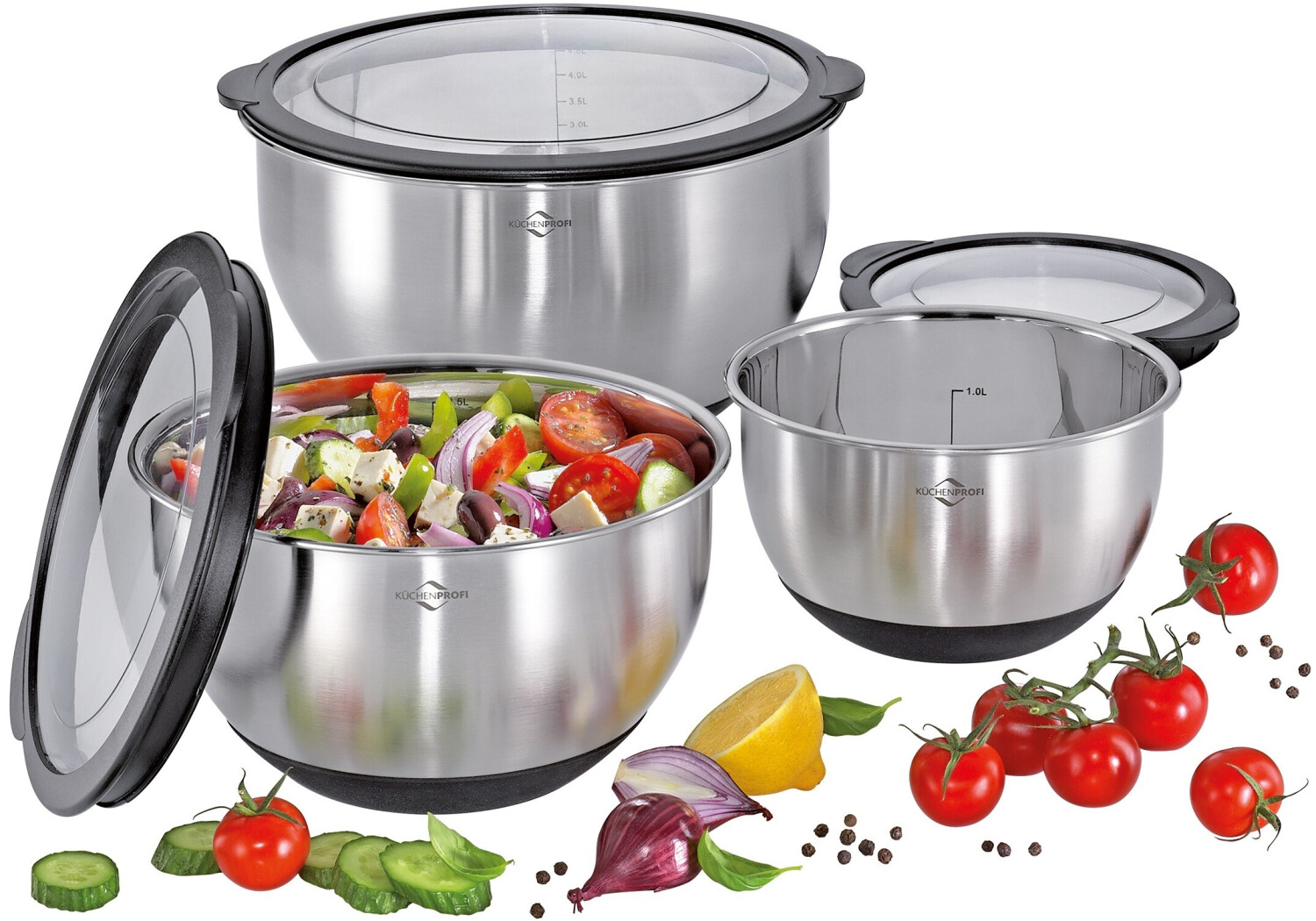 Gravidus Edelstahl-Schüssel 36 Cm – 11 Liter, Rund, Spülmaschinenfest, Silber