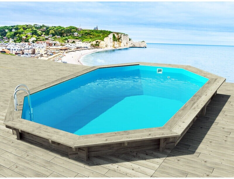 Habitat et Jardin Brazilia 130 elongated octagonal above-ground pool ...