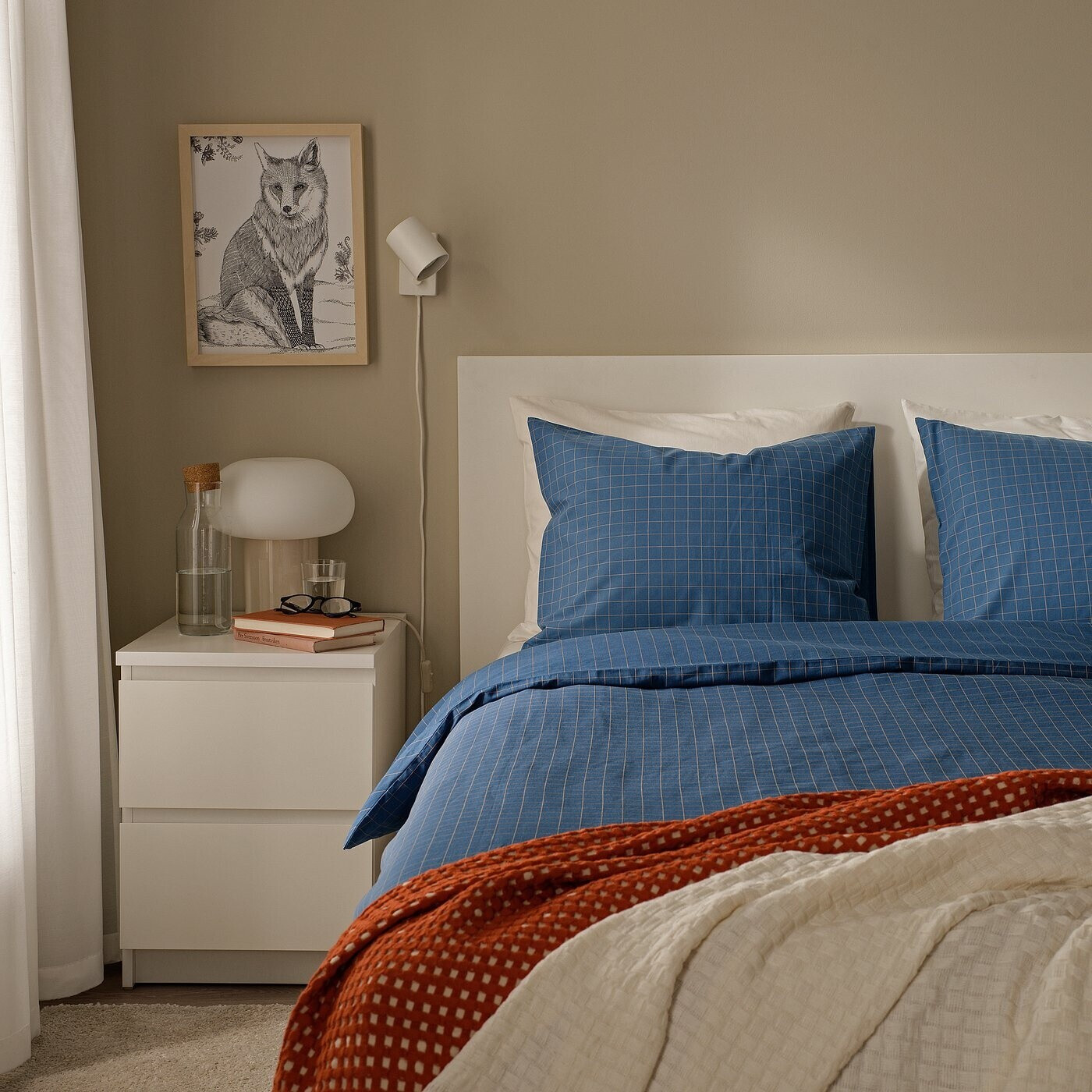 Ikea DOFTAKLEJA Bettwäsche-Set, 2-teilig dunkelblau/hellbraun 155x220/80x80 cm ab 29,99 € (Oktober 2026)