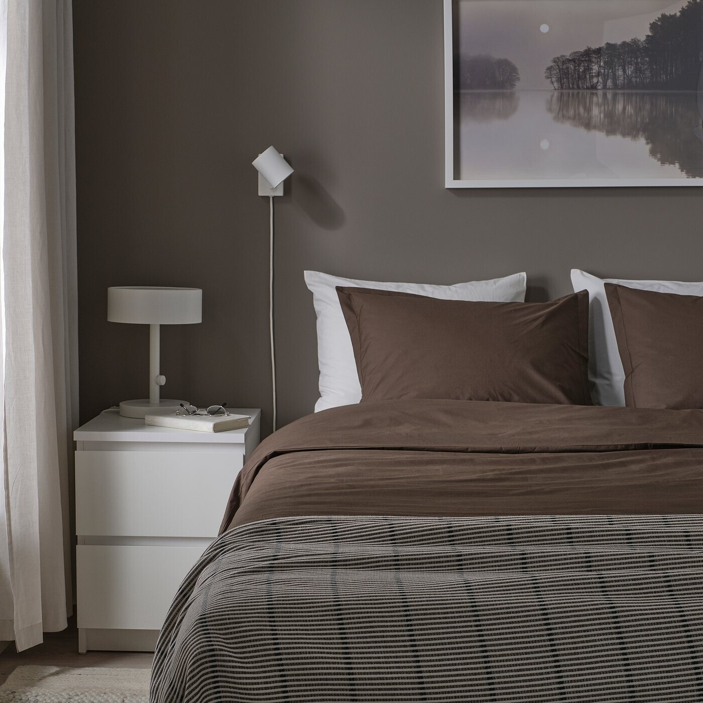 Ikea HAMPFLOCKEL Bettwäsche-Set, 2-teilig braun 155x220/80x80 cm ab 39,99 € (Oktober 2026)