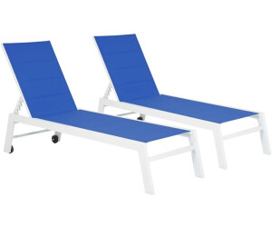 Happy Garden Set Of 2 Sun Loungers Barbados 61x95x198 cm (LOT1281BW) blue