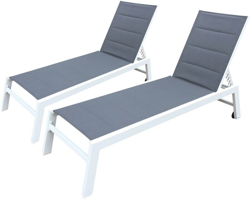 Happy Garden 2er Set Sonnenliegen Barbados 61x95x198 cm (Lot1281GW) grau