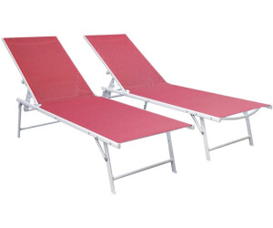 Happy Garden 2-Piece Set Of Folding Sun Loungers Sicilia 54x87.5x182 cm Set Of 2 (TEX10RW) rose