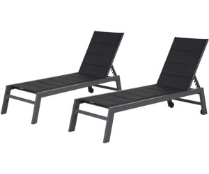Happy Garden Set Of 2 Sun Loungers Barbados 61x95x198 cm Barbados Sun Loungers (LOT1281NN) Black