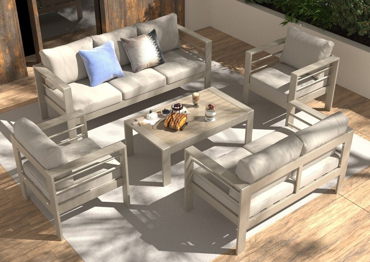 MeXo Gartenlounge-Set Aluminium Beige+Taupe