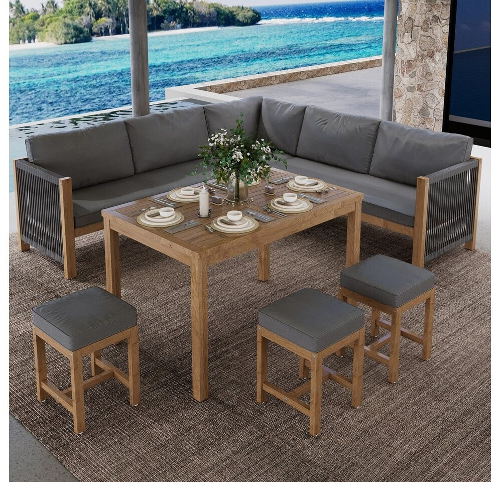 Flieks Gartenloungeset 7-tlg Grau