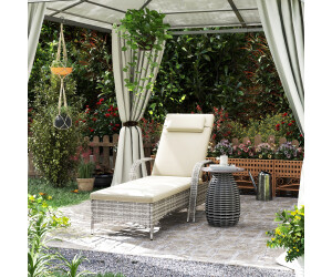 Outsunny Garden Lounger/Sunbed with Great Comfort: Mattress (862-005V00CW) light gray