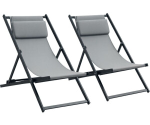 Outsunny Set of 2 Sun Loungers (84B-342V01CG) dark gray