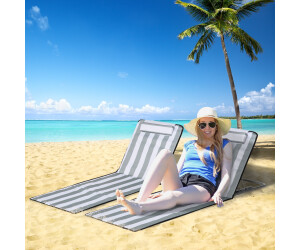 Outsunny Folding Sun Lounger with 5-Position Adjustable Backrest (84B-455V70LG) light gray