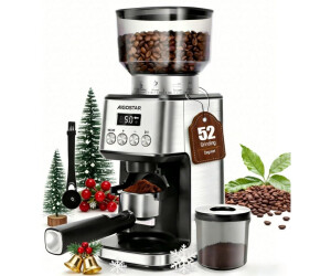 Aigostar Kaffeemühle Kegelmahlwerk Geeignet für Espresso mit 52 Mahleinstellungen